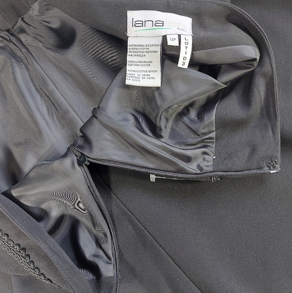 Lana Lee Vintage Classic Black Suit Skirt Blazer With Embroidery, Beads, 14 - Picture 16 of 16